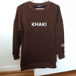 Brown faux fur shearling inside sweatshirt